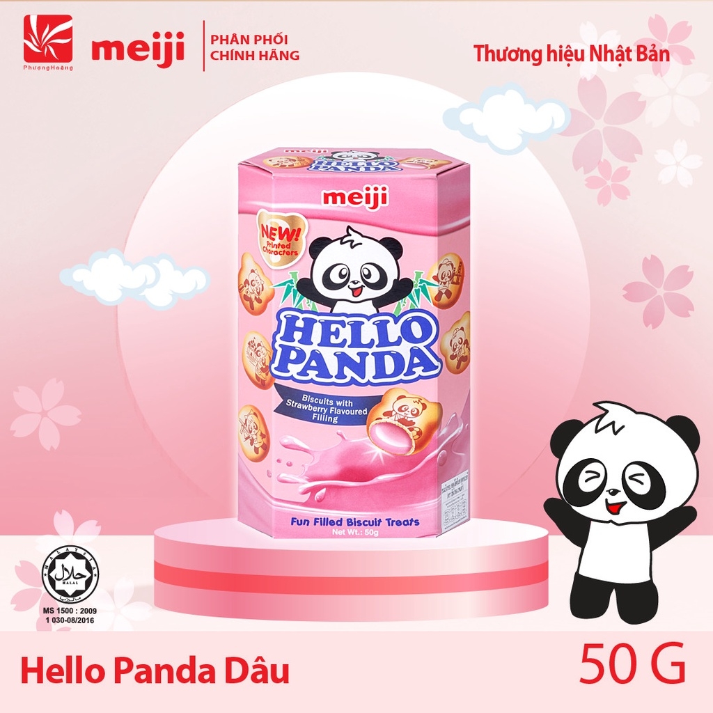 Bánh Gấu Hello Panda Socola/Dâu/Sữa/Cream/Trà Xanh Meiji Chocolate/Strawberry/Milk/Double chocolate/Matcha 50g Nhật Bản