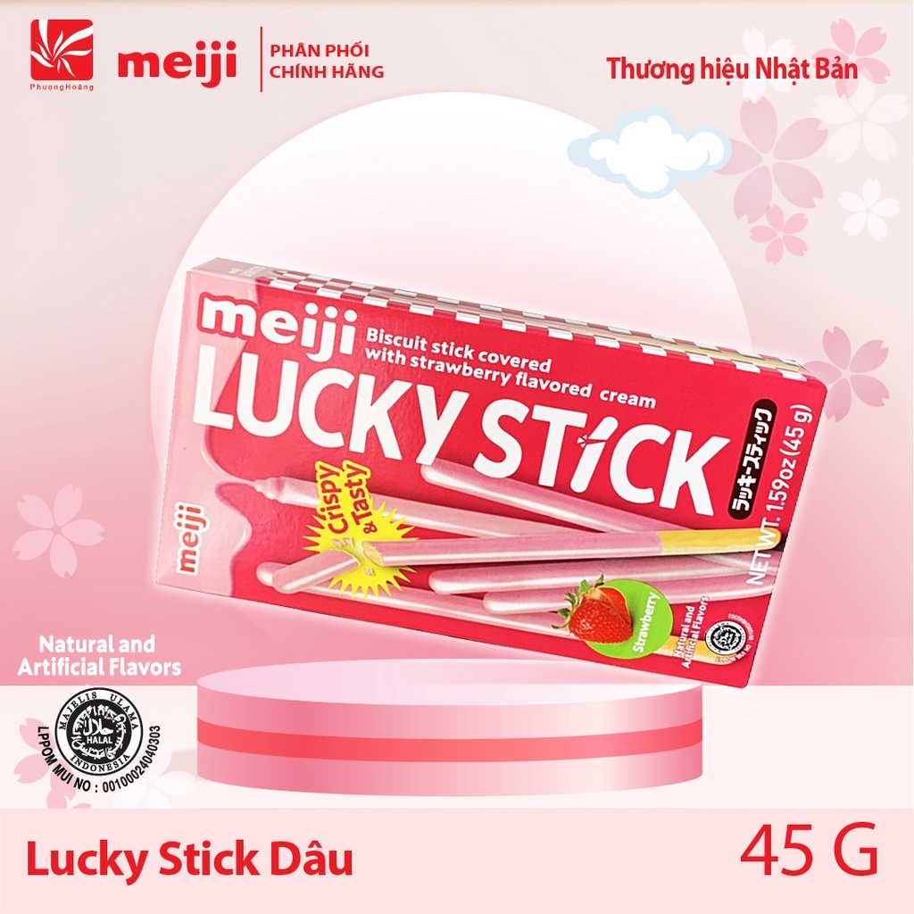 Bánh Que Lucky Vị Socola/Dâu/Socola & Cà Phê Meiji Chocolate/Strawberry Stick/Chocolate & Coffee 38g/45g Nhật Bản