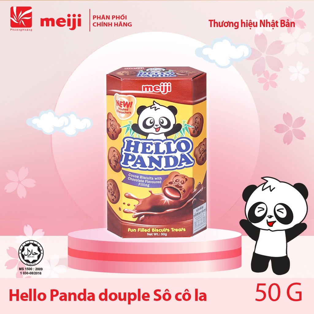 Bánh Gấu Hello Panda Socola/Dâu/Sữa/Cream/Trà Xanh Meiji Chocolate/Strawberry/Milk/Double chocolate/Matcha 50g Nhật Bản