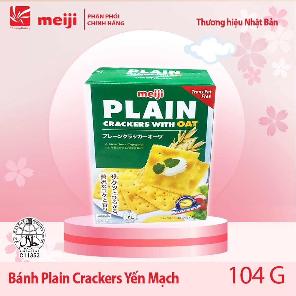 Bánh Quy Lạt Plain Vị Nguyên Bản/Vị Yến Mạch Meiji Cracker 52g/104g Nhật Bản
