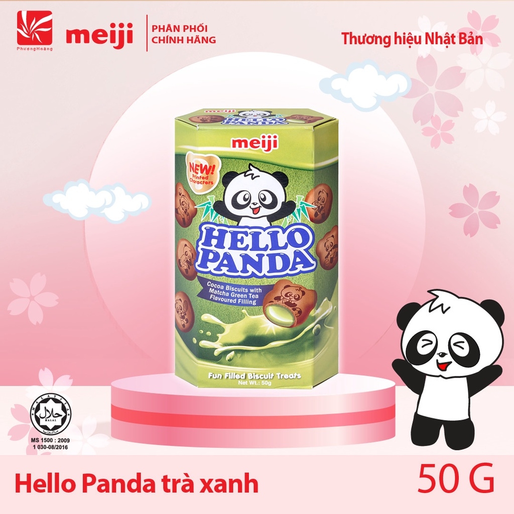 Bánh Gấu Hello Panda Socola/Dâu/Sữa/Cream/Trà Xanh Meiji Chocolate/Strawberry/Milk/Double chocolate/Matcha 50g Nhật Bản