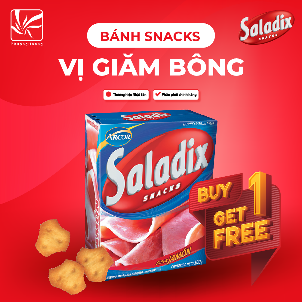 Bánh Snack Saladix Duo vị Giăm bông, phô mai, xúc xích - Mua 1 tặng 1