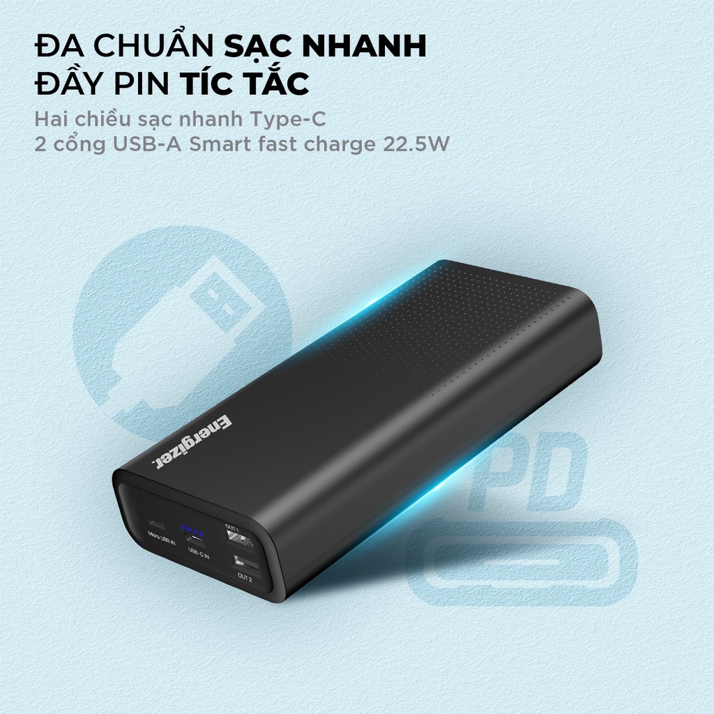 Pin dự phòng Energizer 20000mAh UE20012PQ