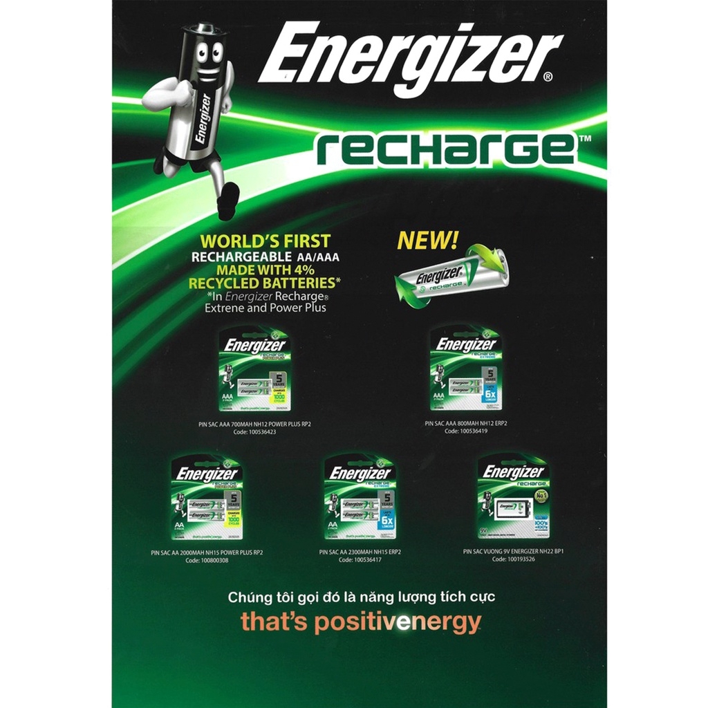 Pin sạc Energizer AA 2000mAh NH15 PP RP2