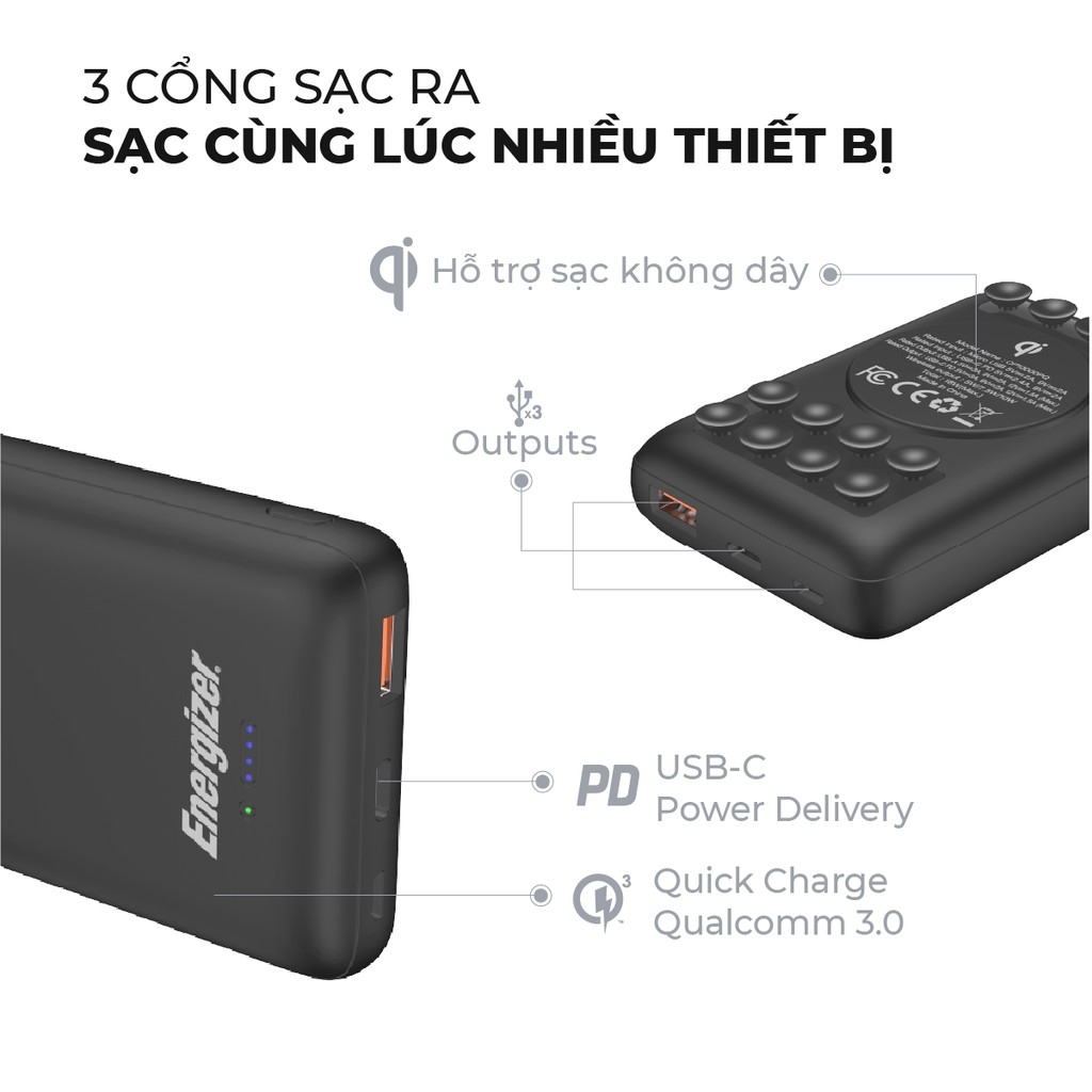 Sạc dự phòng Energizer 10,000mAh /3.7V - QP10000PQ