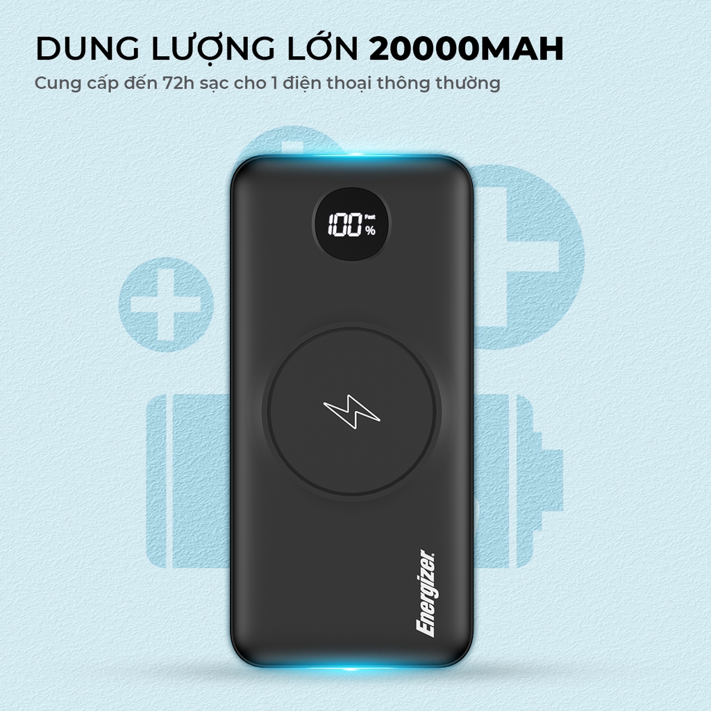 Sạc dự phòng Energizer 20,000mAh /3.7V Li-Polymer - QE20013PQBK