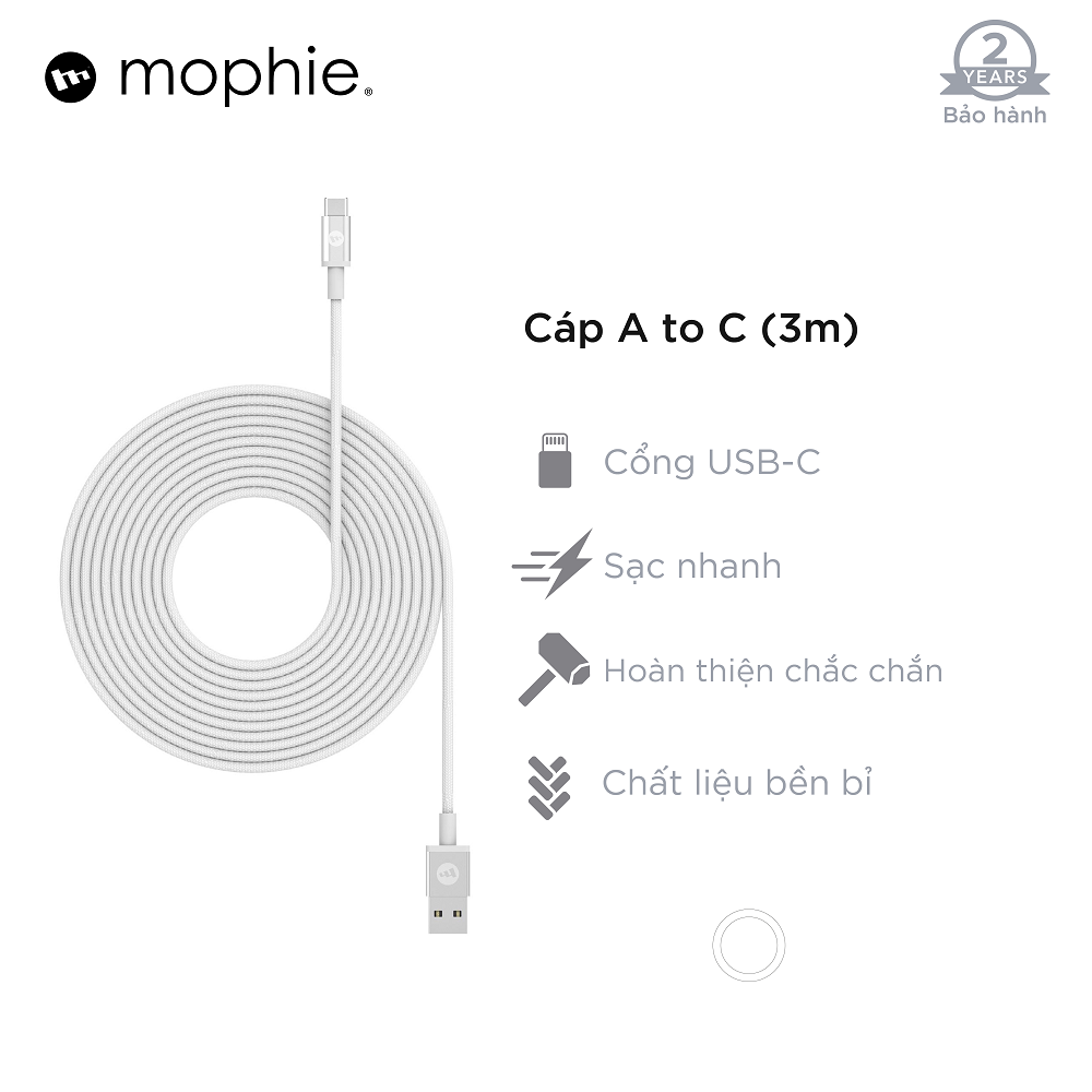 Cáp USB-A to USB-C Mophie 3M