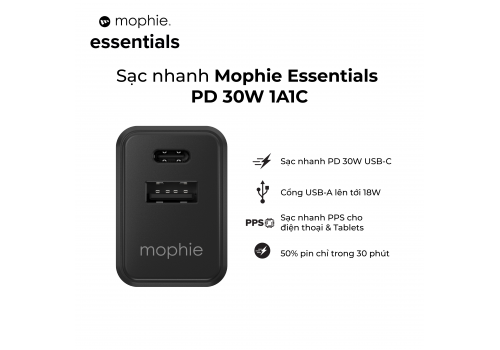 Sạc mophie Essentials PD 30W 1A1C