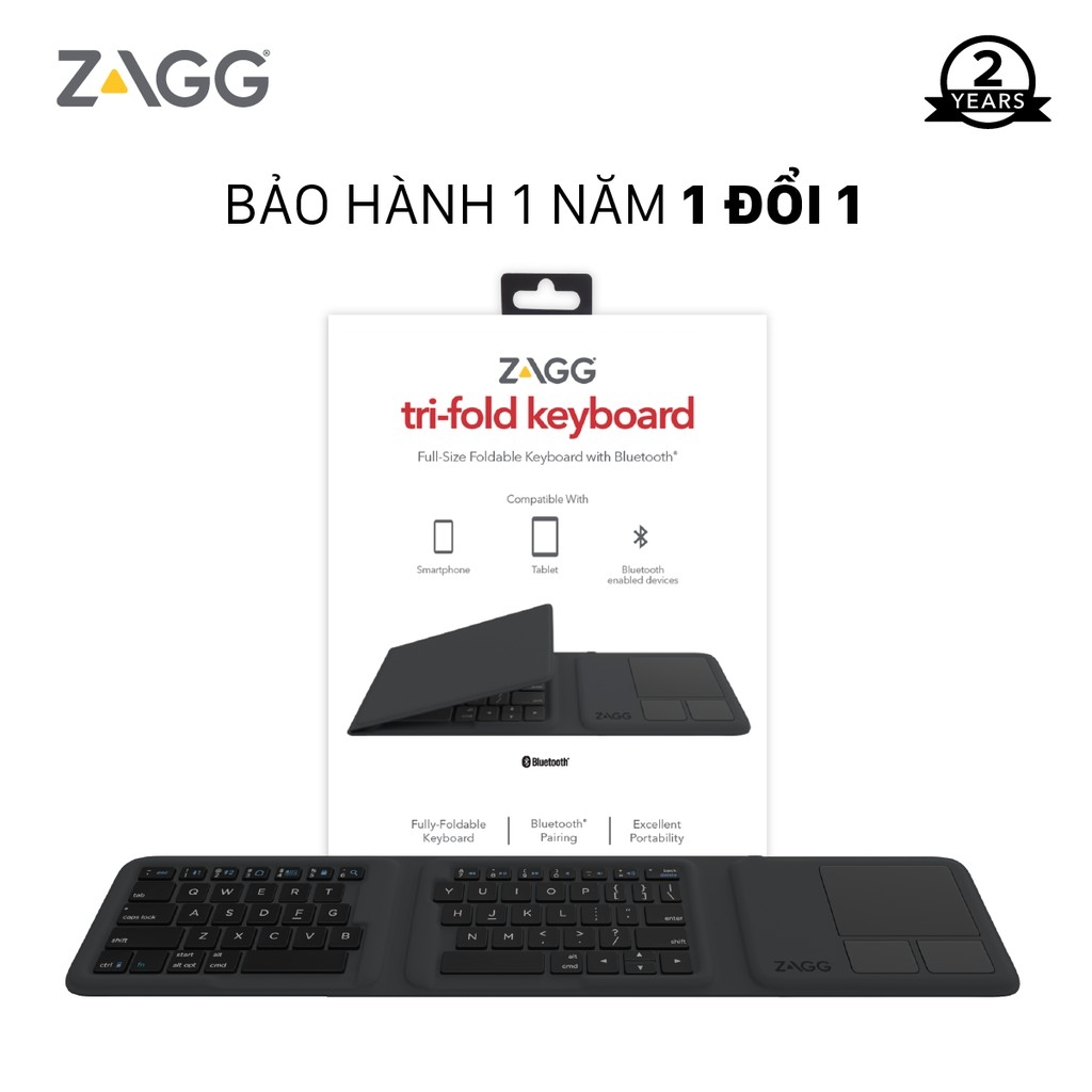 Bàn phím gấp 3 ZAGG Universal Keyboards - Tri Folding