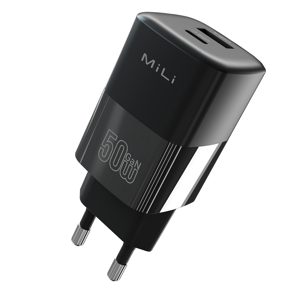 Combo sạc nhanh MiLi Power Delivery 50W GaN kèm Cáp USB-C to USB-C