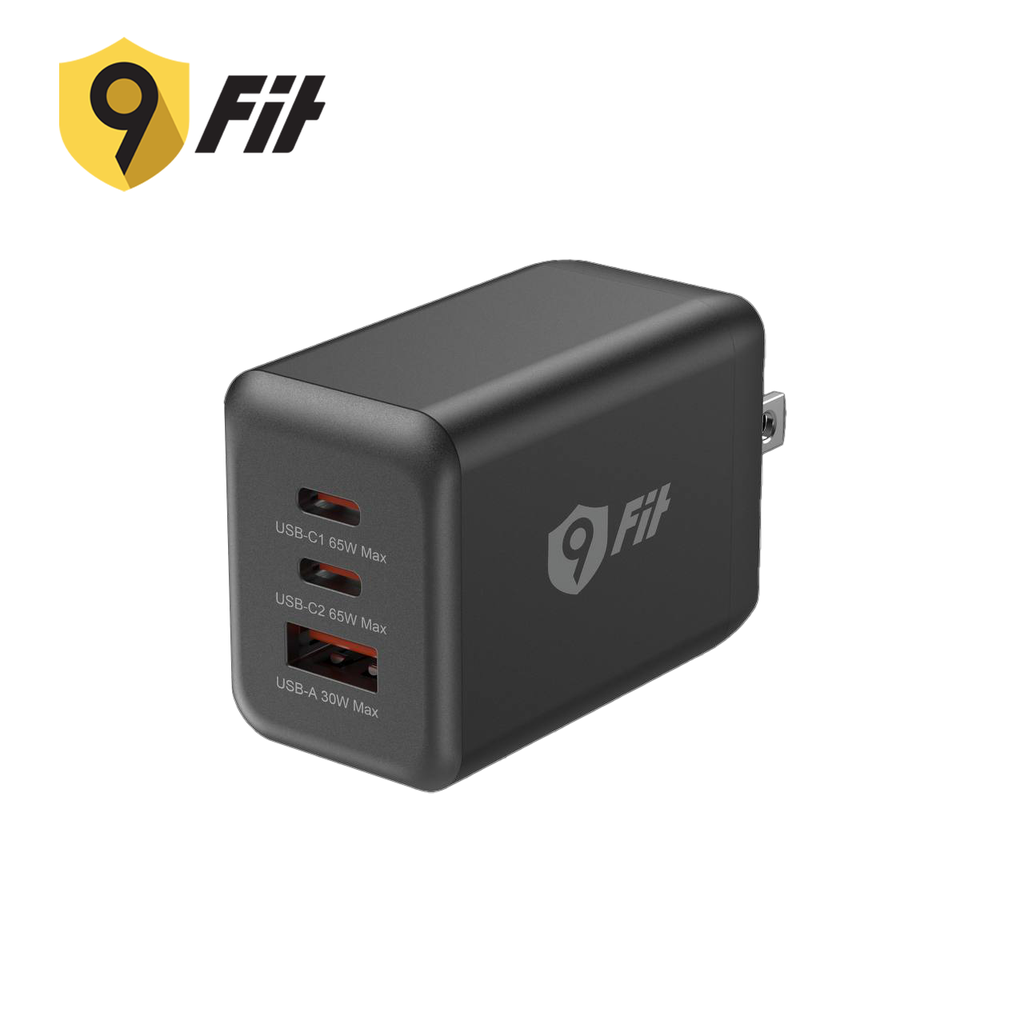 Combo sạc nhanh 9Fit Power Delivery 65W 1A2C kèm Cáp USB-C to USB-C hỗ trợ công nghệ GaN, PD, PPS màu đen