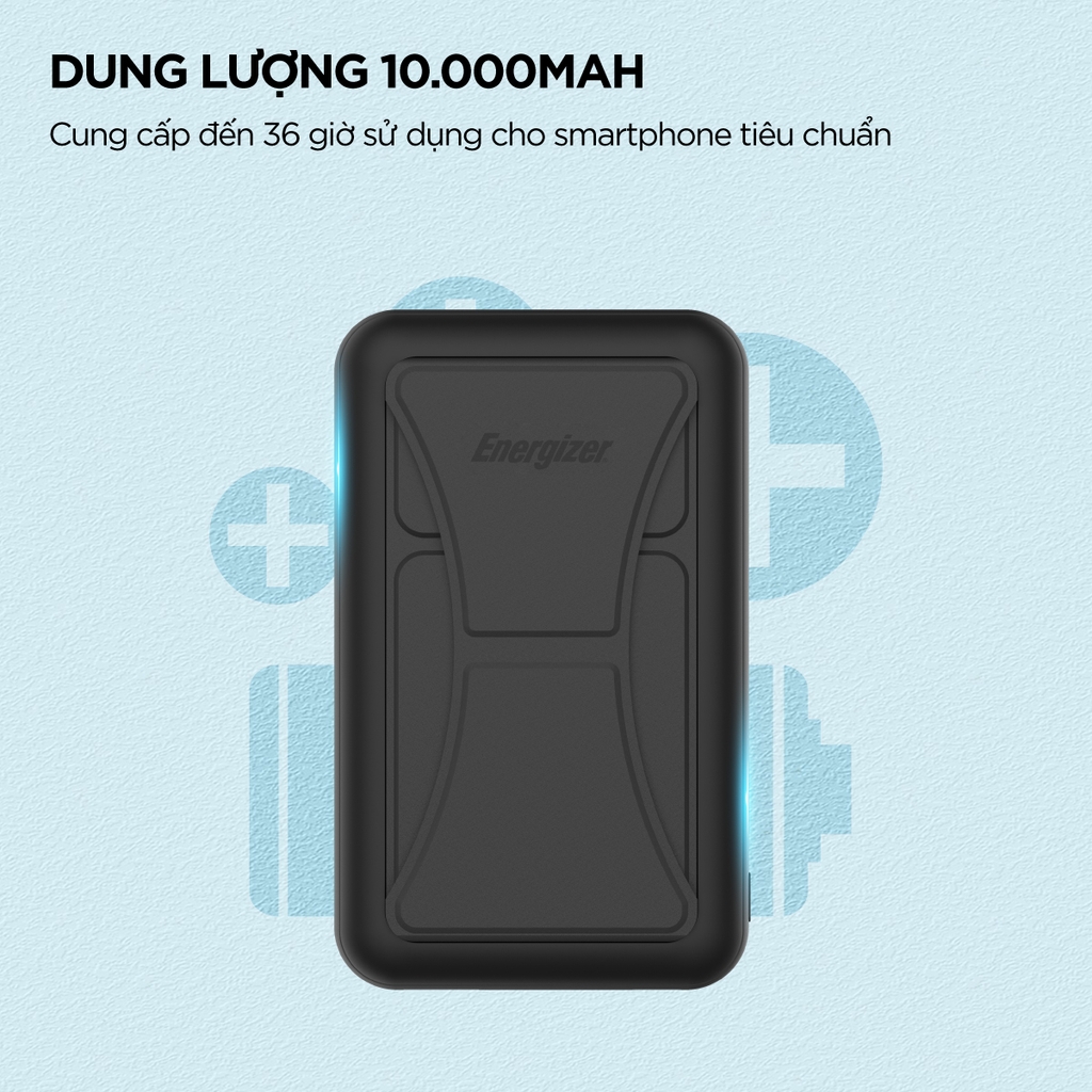 Sạc dự phòng không dây từ tính Energizer 10,000mAh /3.85V Li-Polymer - QM10002PQBK