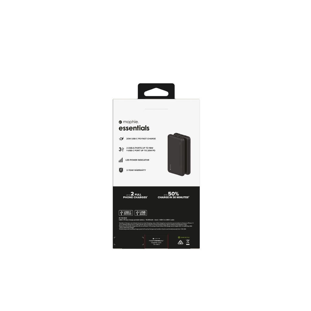 Sạc dự phòng mophie Essentials powerstation 10,000mAh