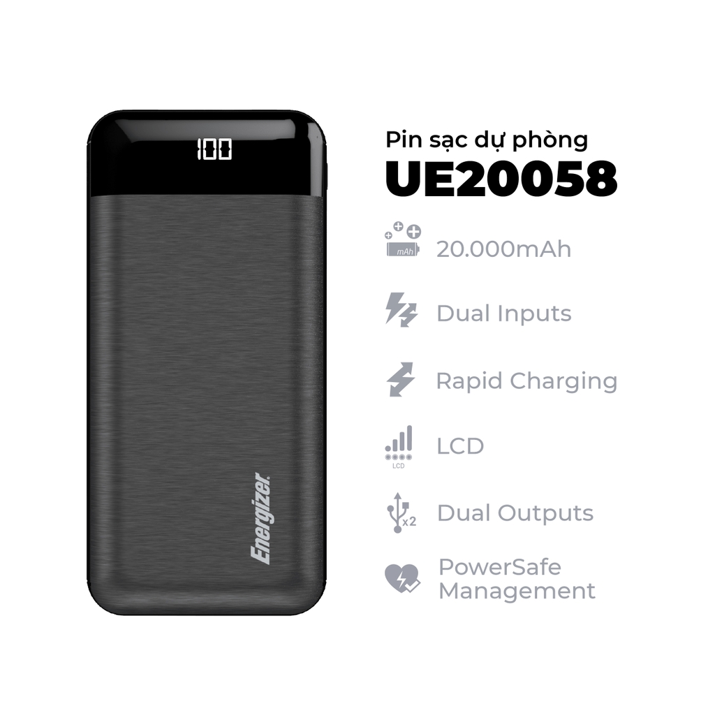 Pin dự phòng Energizer 20000mAh UE20058