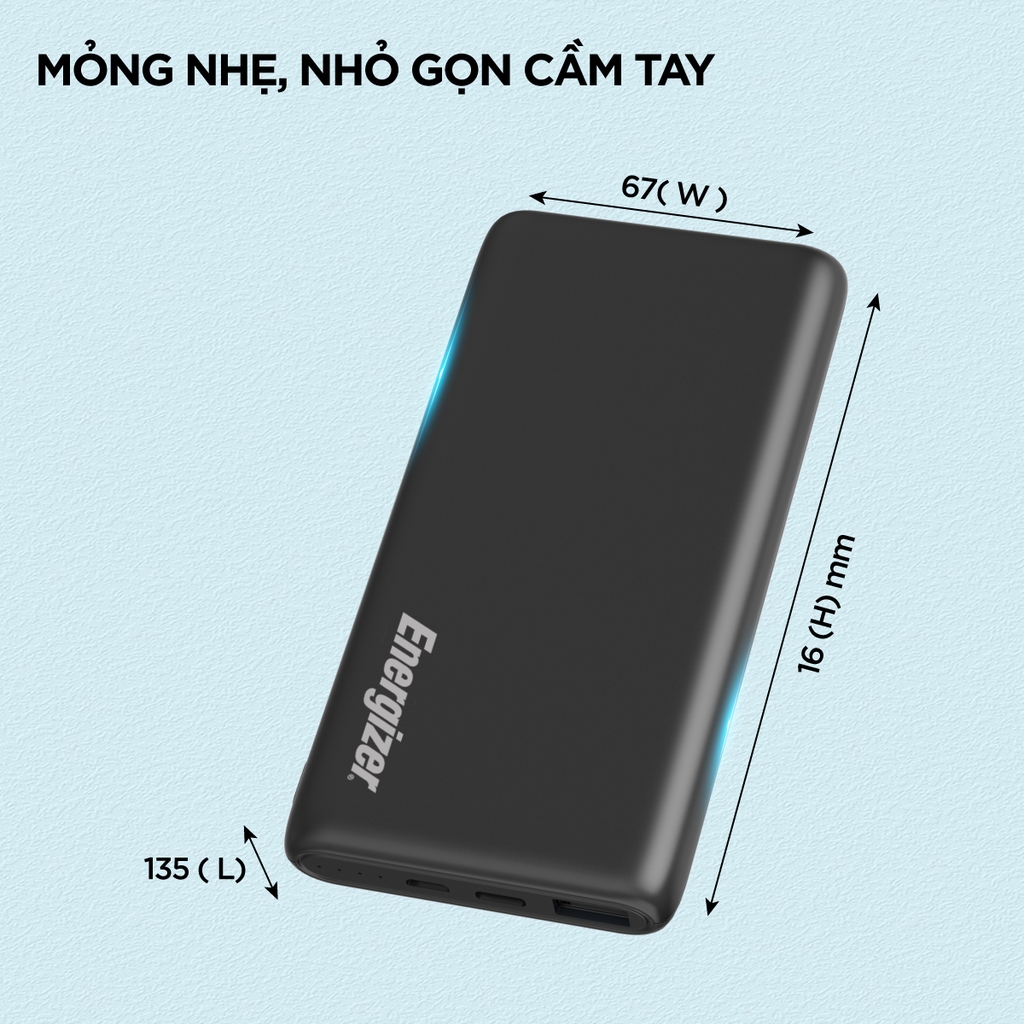 Sạc dự phòng Energizer 10,000mAh /3.7V Li-Polymer UE10023BK - Hàng chính hãng