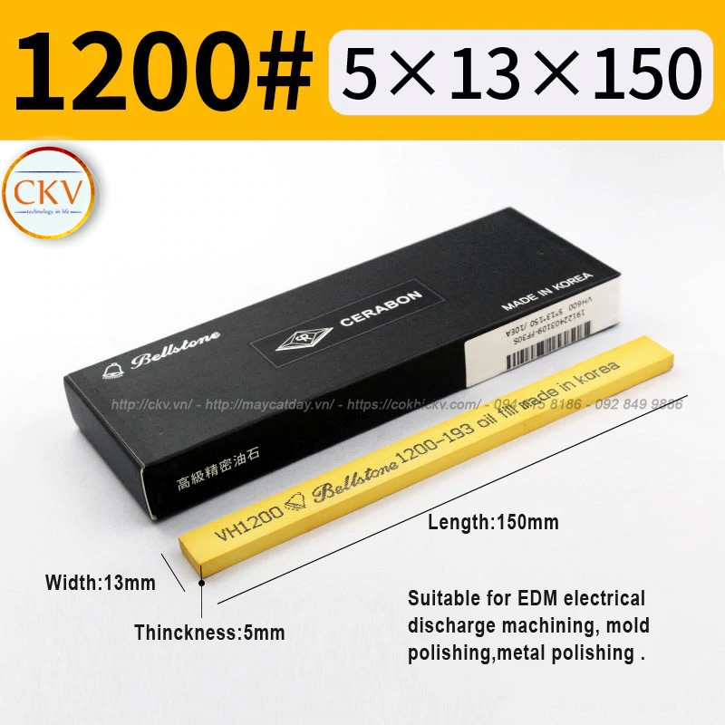 Thanh đá mài dầu Bellstone 5x13x150/VH/#120-3000/Made in Hàn Quốc