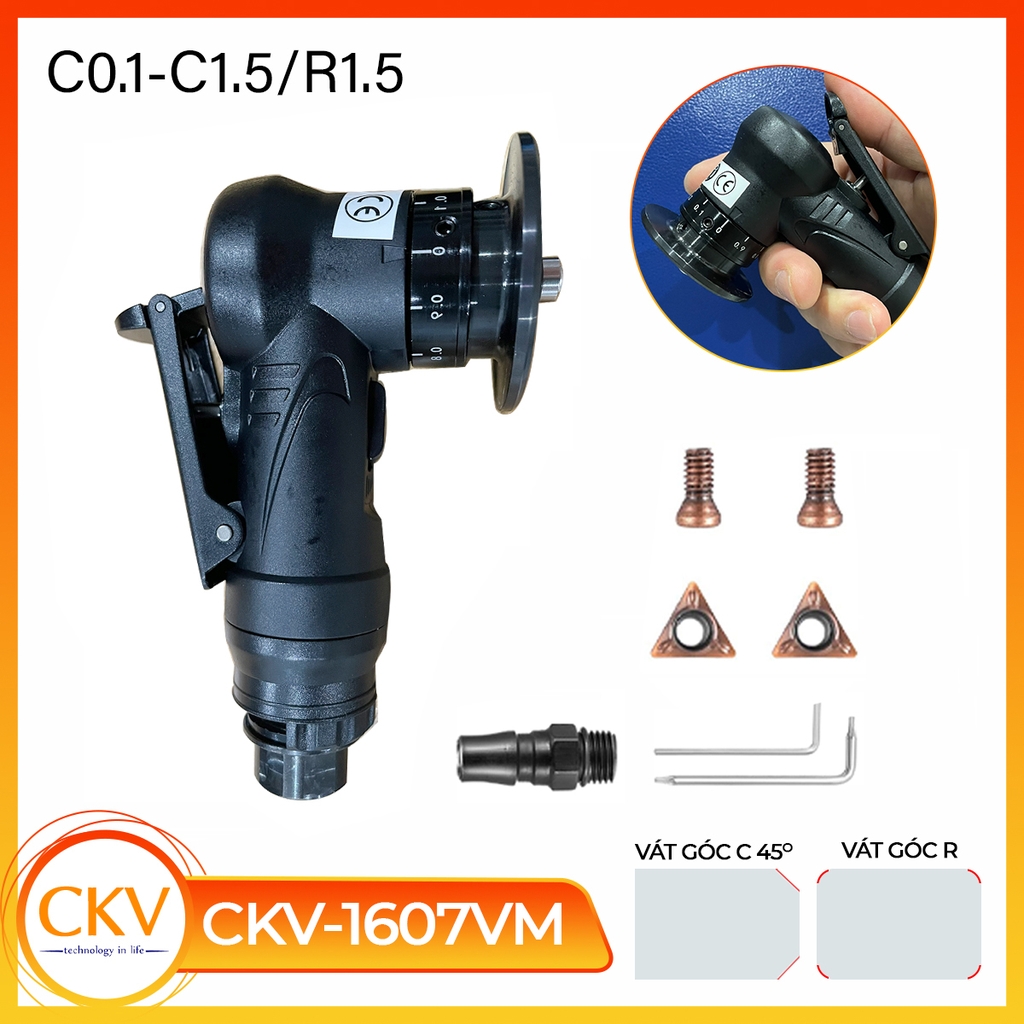 Máy vát mép cầm tay mini C0.1-C1.5 CKV-1607VM Đen/Bạc