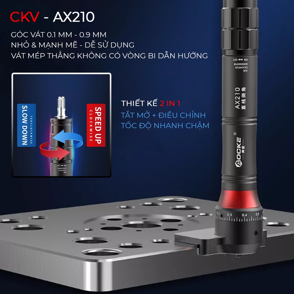 Bút vát mép cầm tay mini khí nén CKV-AX207S/CKV-AX207/CKV-AX210