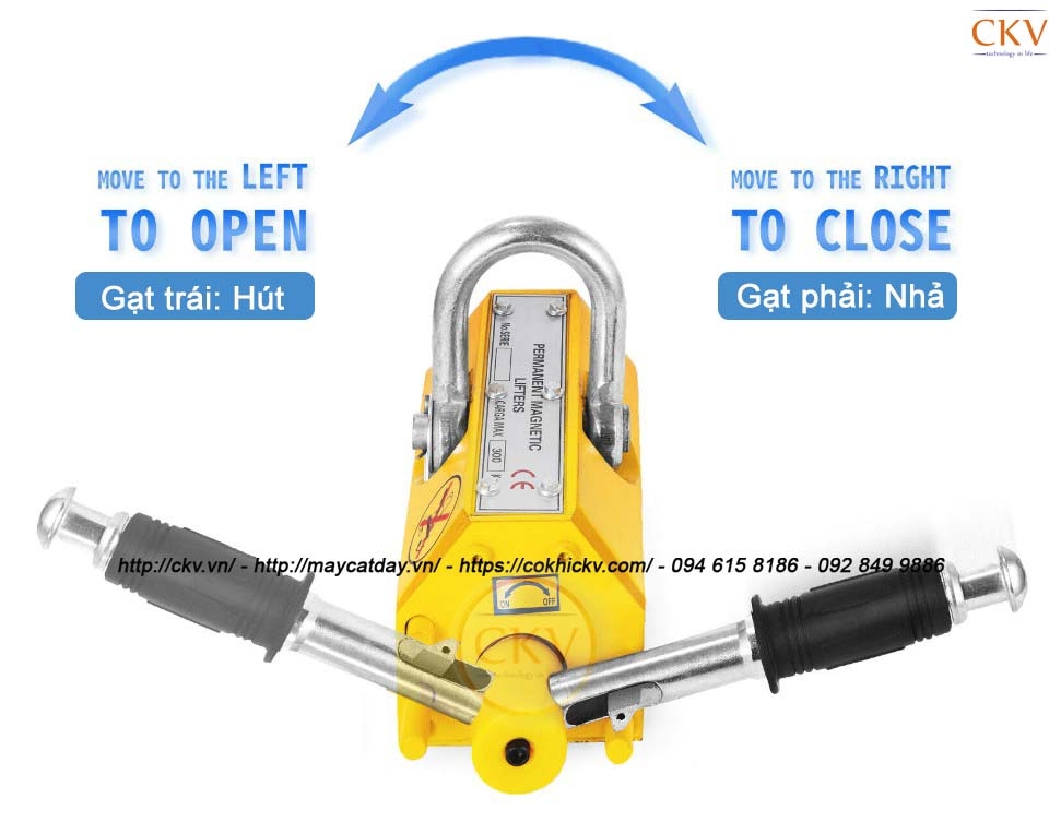 Nam châm hút cẩu 4 tấn dùng tay gạt hỗ trợ xe nâng cẩu trục