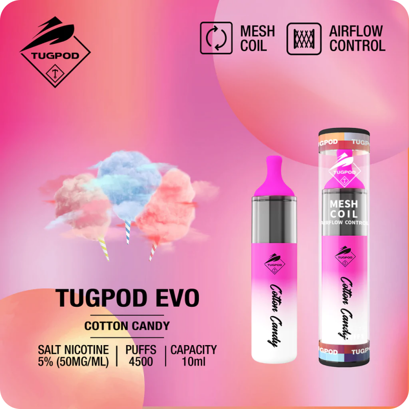 TUGPOD EVO 19 vị 4500 hơi Disposable Vape / 10ml / 5% (50mg) / 850mAh / Mesh Coil