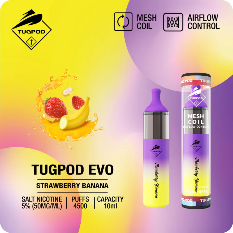 TUGPOD EVO 19 vị 4500 hơi Disposable Vape / 10ml / 5% (50mg) / 850mAh / Mesh Coil