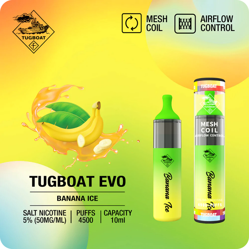 TUGPOD EVO 19 vị 4500 hơi Disposable Vape / 10ml / 5% (50mg) / 850mAh / Mesh Coil