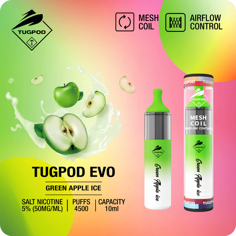 TUGPOD EVO 19 vị 4500 hơi Disposable Vape / 10ml / 5% (50mg) / 850mAh / Mesh Coil