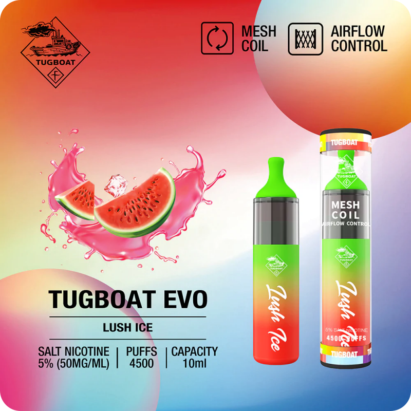 TUGPOD EVO 19 vị 4500 hơi Disposable Vape / 10ml / 5% (50mg) / 850mAh / Mesh Coil