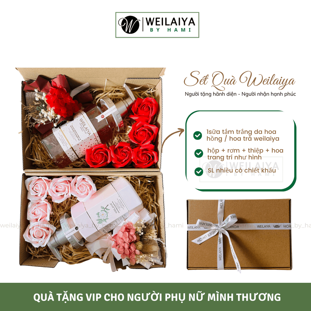 Sét Quà Tặng Sữa Tắm Hoa Trà Trắng Da Hương Nước Hoa Weilaiya (Hộp Giấy)