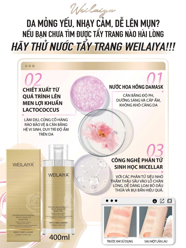 Nước Tẩy Trang Weilaiya 400ml