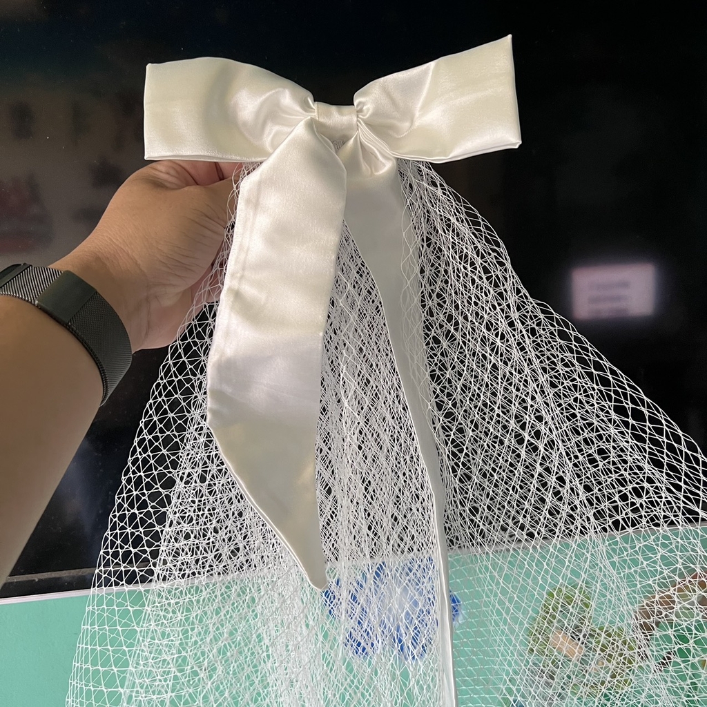 Voan lưới đính nơ ngắn 45 cm dành cho cô dâu 2023 Giangpkc  giangpkc-phu-kien-thoi-trang