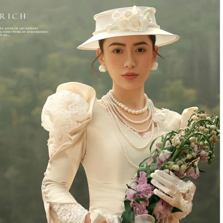 Mũ hoa trắng viền hạt trai chụp hình cưới TP HCM Giangpkc 2023  giangpkc-phu-kien-thoi-trang SP2222522