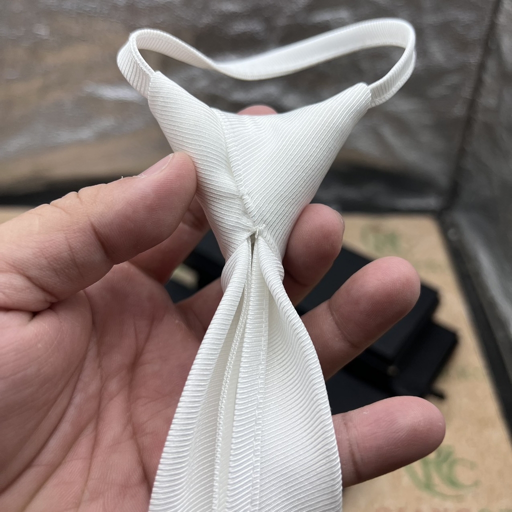 Cà vạt nam thắt sẵn và tự thắt 6cm thanh niên màu trắng vải poly cao cấp sản xuất Việt Nam  giangpkc-phu-kien-thoi-trang