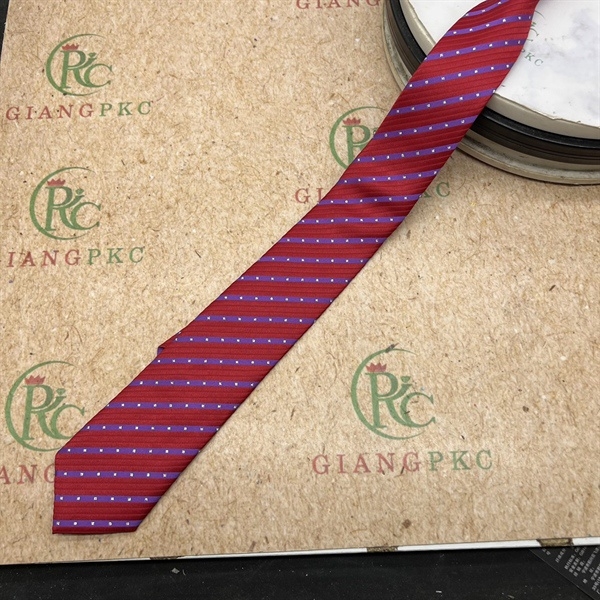 Cà vạt nam mẫu thắt sẵn dây kéo 6cm màu đỏ kẻ xanh chấm mới nhất 2023 Giangpkc