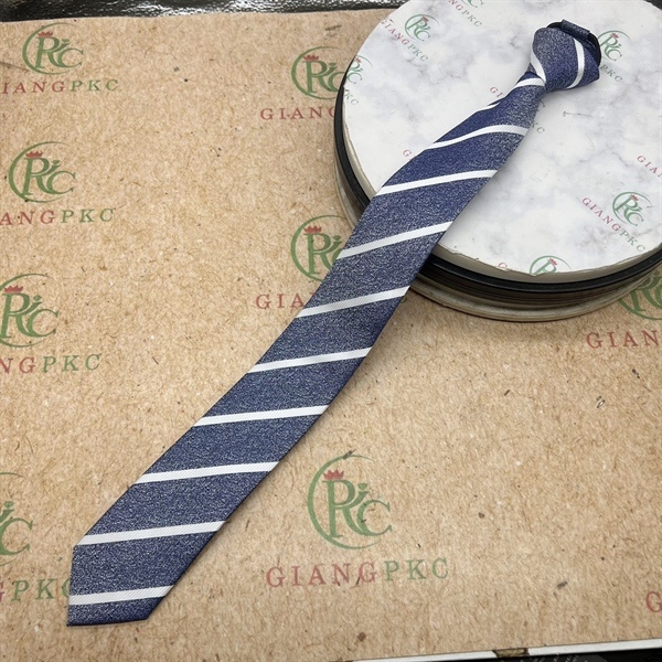 Cà vạt nam mẫu thắt sẵn dây kéo 6cm cao cấp màu xanh xám mới nhất 2023 Giangpkc