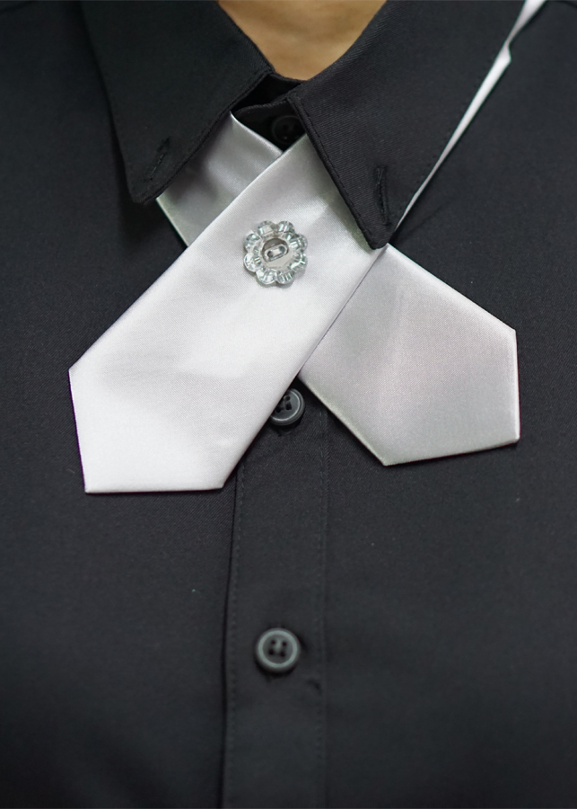 Nơ đeo cổ nữ trơn phi bóng đính kim sa X07