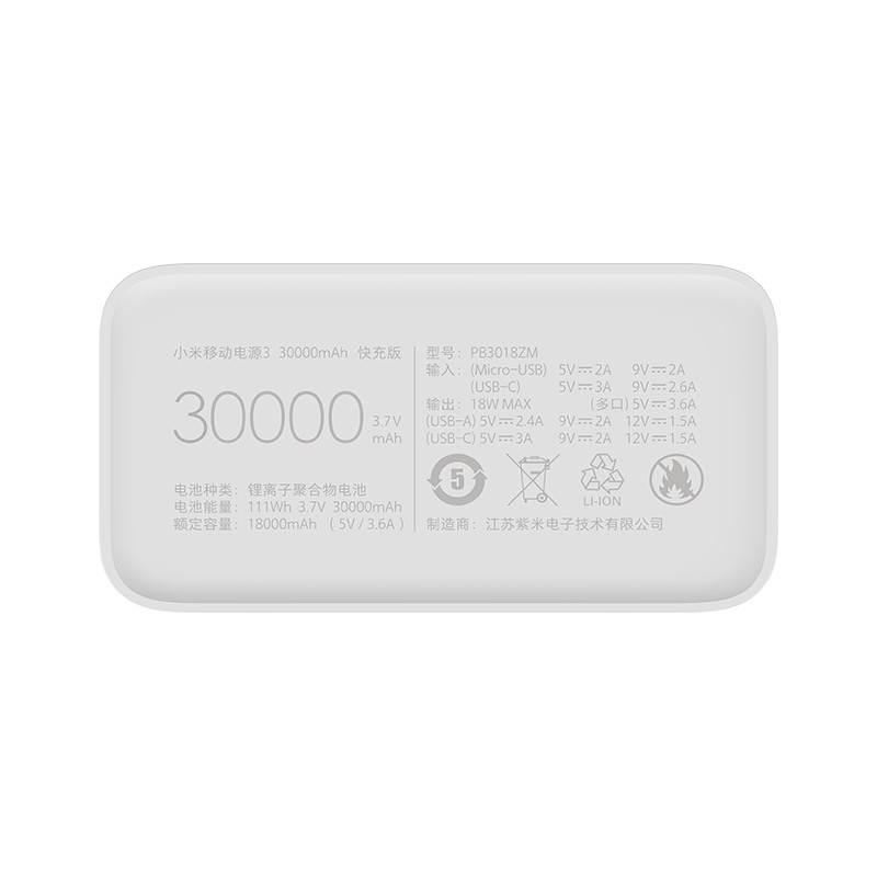 Pin sạc dự phòng Xiaomi Power Bank 3 30.000mAh 18W in/out Type C