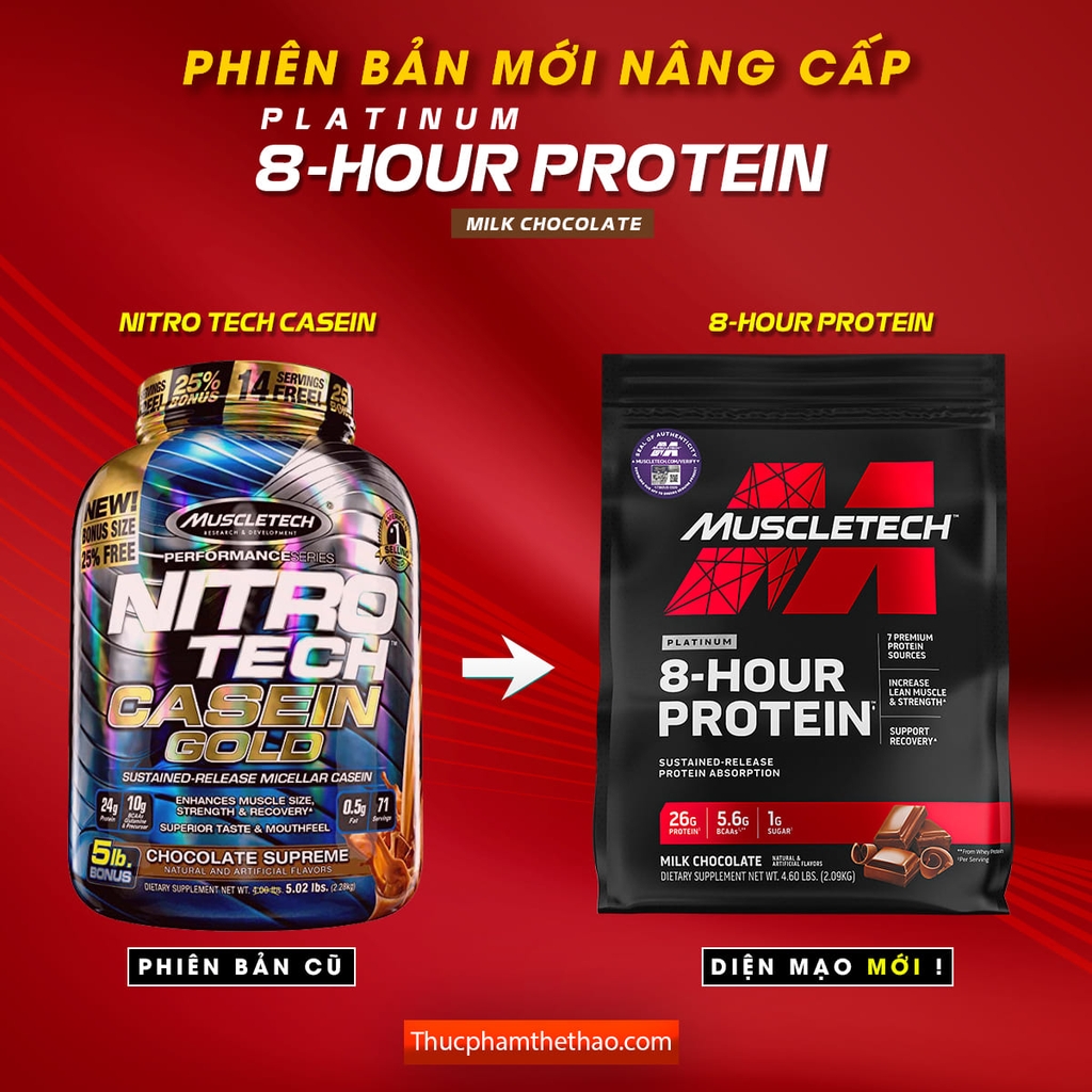 MUSCLETECH PLATINUM 8-HOUR PROTEIN (CASEIN) 4.6LBS