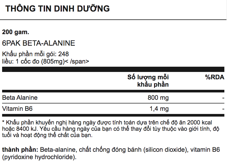 6PAK BETA ALANINE 200G