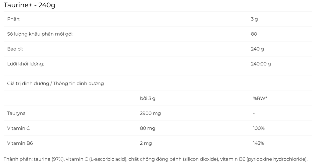 6PAK TAURINE 240g