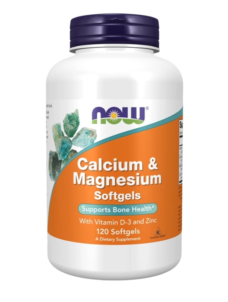 NOW Calcium & Magnesium Softgels (120 Viên) - Bổ sung Canxi & Magie cho xương và cơ bắp chắc khỏe