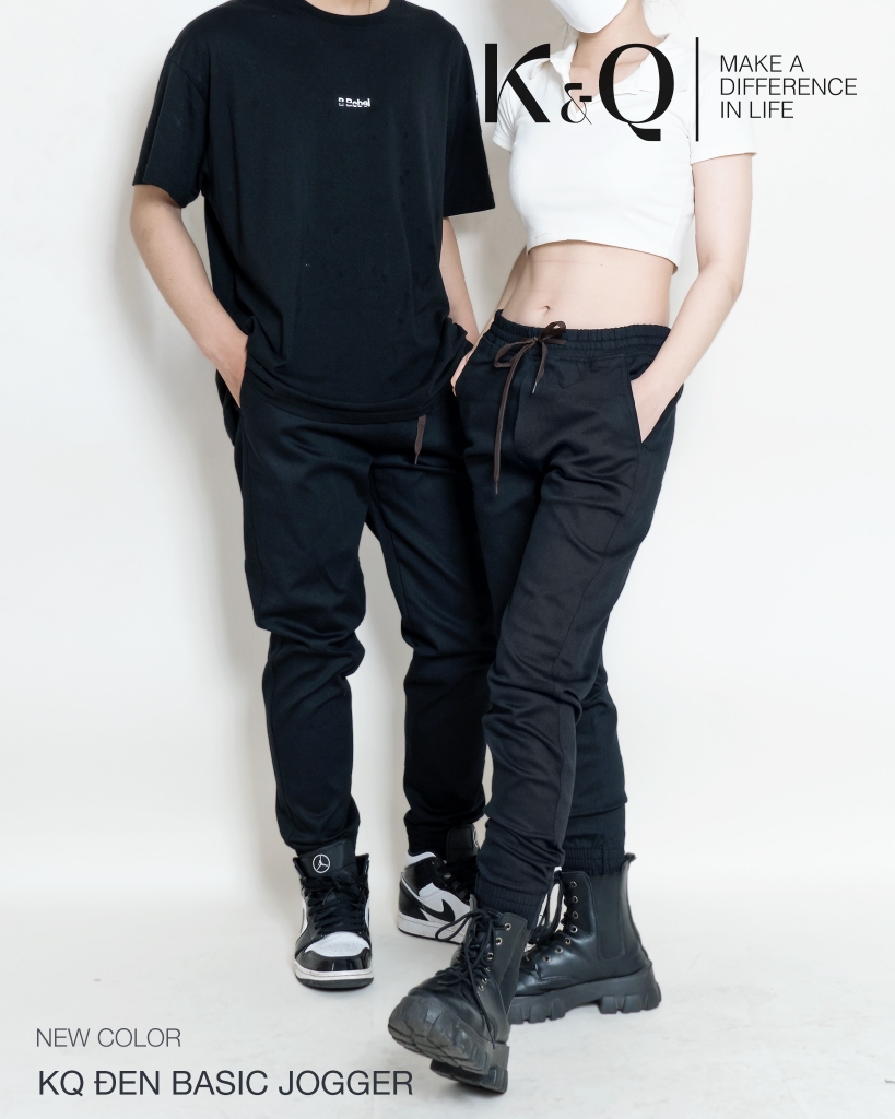 Quần Jogger Kaki Co Giãn Unisex Màu Đen | KQSTYLING Basic Line