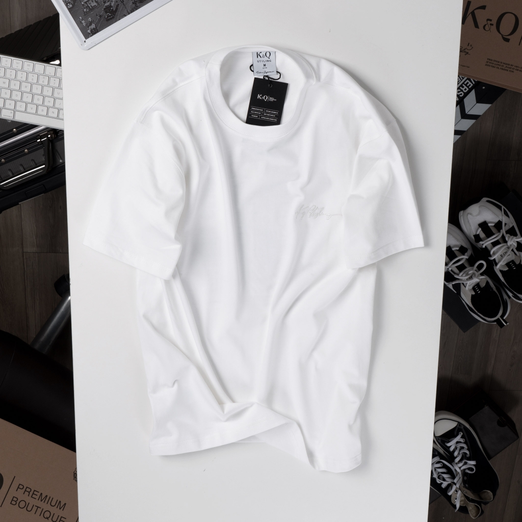 Áo thun 100% Cotton KQ STYLING Basic Trắng