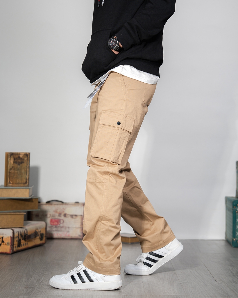 Quần Cargo Nam Túi Hộp Kaki Co Giãn Ống Đứng Màu Vàng Nghệ I KQSTYLING C1