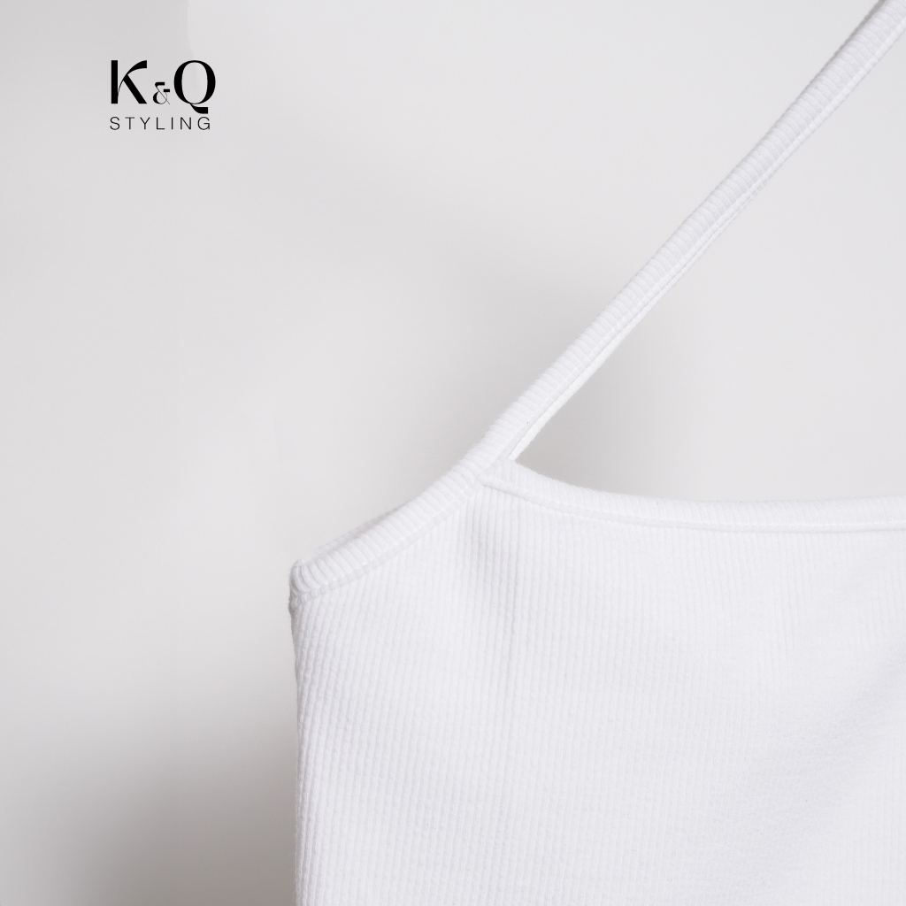 Áo croptop thun cotton borip 1 dây lệch vai xéo