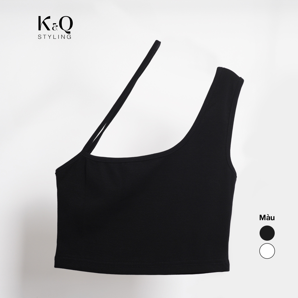 Áo croptop thun cotton borip 1 dây lệch vai xéo