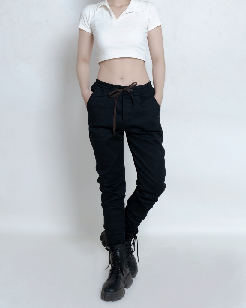 Quần Jogger Kaki Co Giãn Unisex Màu Đen | KQSTYLING Basic Line