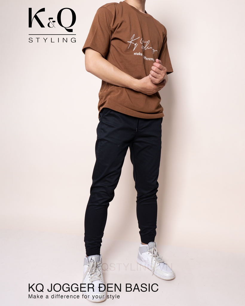 Quần Jogger Kaki Co Giãn Unisex Màu Đen | KQSTYLING Basic Line