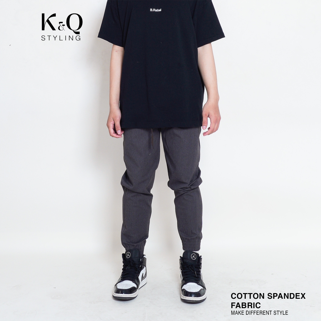 Quần Jogger Kaki Co Giãn Unisex Màu Xám Tiêu | KQSTYLING Basic Line