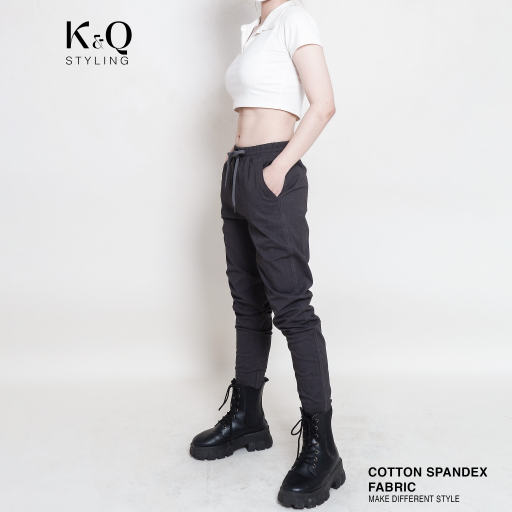 Quần Jogger Kaki Co Giãn Unisex Màu Xám Tiêu | KQSTYLING Basic Line
